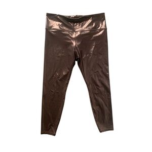 High-Waist Shiny Brown Women's Leggings